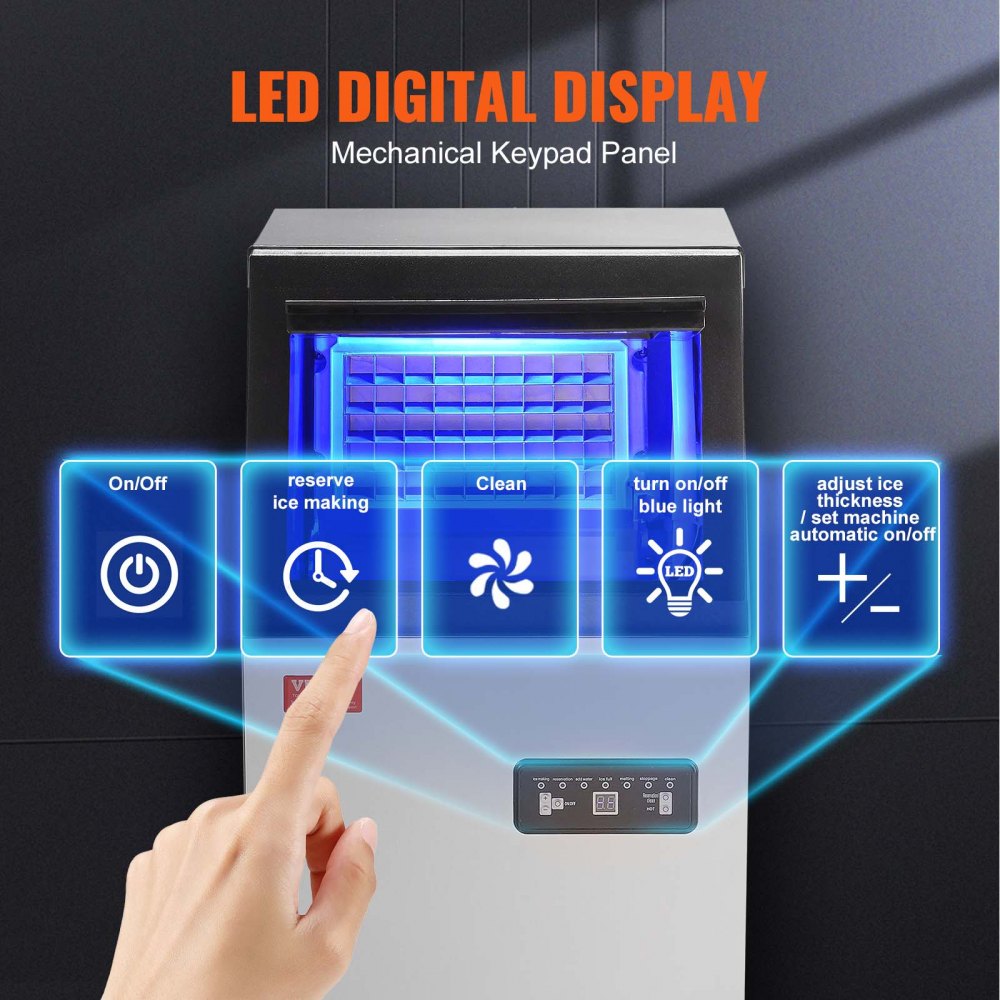 VEVOR Commercial Ice Maker Freestanding Cabinet Machine 45.4 kg/24H 45 Ice Cubes