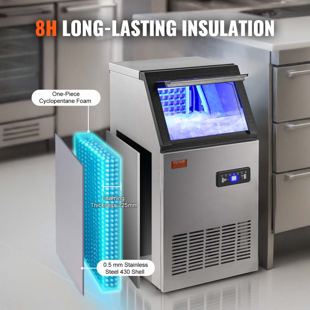 VEVOR Commercial Ice Maker Freestanding Cabinet Machine 45.4 kg/24H 45 Ice Cubes
