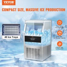 VEVOR kereskedelmi jégkészítő szabadon álló szekrényes gép 80 font/24H 40 jégkocka