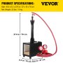 VEVOR propane knife forge with dimensions and red hoses on white background.