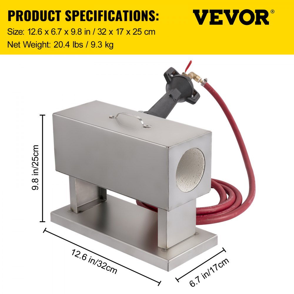 VEVOR Propane Knife Forge, Blacksmithing Forge with Single Burner, Portable Mullite Propane Forge with Single Door, Large Capacity Farrier Forge, Square Propane Burner Forge for Knife and Tool Making
