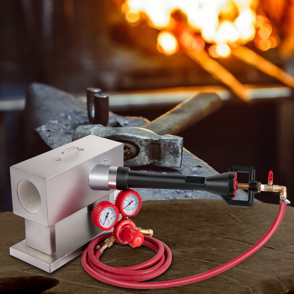 VEVOR Propane Knife Forge, Blacksmithing Forge with Single Burner, Portable Mullite Propane Forge with Single Door, Large Capacity Farrier Forge, Square Propane Burner Forge for Knife and Tool Making