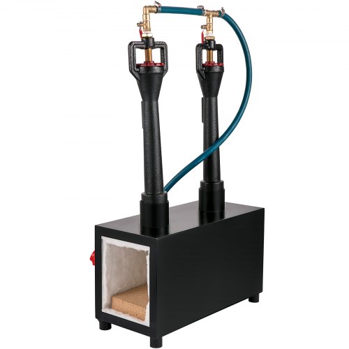 VEVOR Propane Knife Forge, Blacksmithing Forge with Dual Burners, Portable Propane Forge with an Open Structure, Large Capacity Farrier Forge, Square Propane Burner Forge for Knife and Tool Making