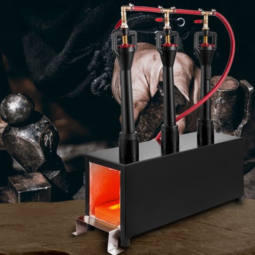 VEVOR Propane Knife Forge, Blacksmithing Forge with Three Burners, Portable Propane Forge with an Open Structure, Large Capacity Farrier Forge, Square Propane Burner Forge for Knife and Tool Making