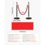 VEVOR Stanchion Post, 6 Pcs Crowd Control Barrier Set with Red Carpet, 4 Red Velvet Ropes, Stainless Steel Gold Stanchion Post Queue with Hollow Base for Theater, Party, Wedding, Exhibition (Black)