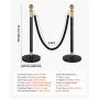 VEVOR Stanchion Post, 4 Pcs Crowd Control Barrier Set with 2 Black Velvet Ropes, Heavy Duty Stainless Steel Stanchion Post Queue with Hollow Base for Theater, Party, Wedding, Exhibition, Event (Black)