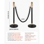 VEVOR Stanchion Post, 4 Pcs Crowd Control Barrier Set with 2 Black Velvet Ropes, Heavy Duty Stainless Steel Stanchion Post Queue with Hollow Base for Theater, Party, Wedding, Exhibition, Event (Black)