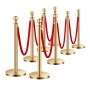 VEVOR Stanchion Post, 8 Pcs Crowd Control Barrier Set with 6 Red Velvet Ropes, 5 ft Stainless Steel Gold Stanchion Post Queue with Sand Injection Hollow Base for Theater, Party, Wedding, Exhibition