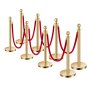 VEVOR Stanchion Post, 8 Pcs Crowd Control Barrier Set with 6 Red Velvet Ropes, 5 ft Stainless Steel Gold Stanchion Post Queue with Sand Injection Hollow Base for Theater, Party, Wedding, Exhibition