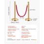 VEVOR Stanchion Post, 4 Pcs Crowd Control Barrier Set with 2 Red Velvet Ropes, 5 ft Stainless Steel Gold Stanchion Post Queue with Sand Injection Hollow Base for Theater, Party, Wedding, Exhibition