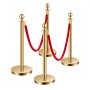 VEVOR Stanchion Post, 4 Pcs Crowd Control Barrier Set with 2 Red Velvet Ropes, 5 ft Stainless Steel Gold Stanchion Post Queue with Sand Injection Hollow Base for Theater, Party, Wedding, Exhibition