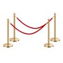 VEVOR Stanchion Post, 4 Pcs Crowd Control Barrier Set with 2 Red Velvet Ropes, 5 ft Stainless Steel Gold Stanchion Post Queue with Sand Injection Hollow Base for Theater, Party, Wedding, Exhibition