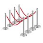 VEVOR Stanchion Post, 8 Pcs Crowd Control Barrier Set with 4 Red Velvet Ropes, 5 ft Stainless Steel Silver Stanchion Post Queue with Sand Injection Hollow Base for Theater, Party, Wedding, Exhibition