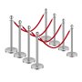 VEVOR Stanchion Post, 8 Pcs Crowd Control Barrier Set with 4 Red Velvet Ropes, 5 ft Stainless Steel Silver Stanchion Post Queue with Sand Injection Hollow Base for Theater, Party, Wedding, Exhibition