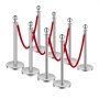 VEVOR Stanchion Post, 8 Pcs Crowd Control Barrier Set with 4 Red Velvet Ropes, 5 ft Stainless Steel Silver Stanchion Post Queue with Sand Injection Hollow Base for Theater, Party, Wedding, Exhibition
