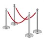VEVOR Stanchions and Velvet Ropes 4Pcs, Hollow Base with Stainless Steel Post, 2 Red Velvet Ropes and Posts, Crowd Control Barriers Silver Stanchions, Red Carpet Runner Poles for Party Supplies