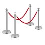 VEVOR Stanchions and Velvet Ropes 4Pcs, Hollow Base with Stainless Steel Post, 2 Red Velvet Ropes and Posts, Crowd Control Barriers Silver Stanchions, Red Carpet Runner Poles for Party Supplies