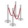 VEVOR Stanchions and Velvet Ropes 4Pcs, Hollow Base with Stainless Steel Post, 2 Red Velvet Ropes and Posts, Crowd Control Barriers Silver Stanchions, Red Carpet Runner Poles for Party Supplies