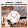 VEVOR stanchion post showcasing red ropes in hotel, exhibition, wedding, and museum settings.