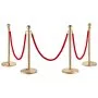 VEVOR Stanchion Post with Velvet Rope, 4-Pack Crowd Control Stanchion with 3PCS 5FT Red Velvet Ropes, Stainless Steel Queue Barrier Line Divider with Fillable Base & Ball Top for Wedding Museum Party
