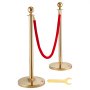 VEVOR Stanchion Post with Velvet Rope, 6-Pack Crowd Control Stanchion with 4PCS 1.5 m Red Velvet Ropes, Stainless Steel Queue Barrier Line Divider with Fillable Base & Ball Top for Wedding Museum Party