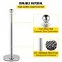 VEVOR Stanchion Post with Velvet Ropes, 6-Pack Crowd Control Stanchion with 3PCS 5FT Red Velvet Ropes, Stainless Steel Queue Barrier Line Divider with Ball Top for Events, Museums, Parties