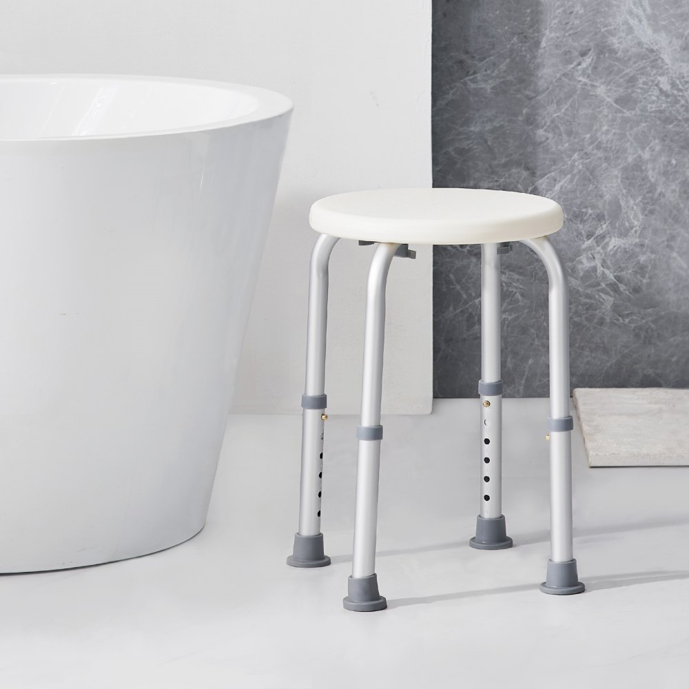 VEVOR Shower Chair for Inside Shower, Adjustable Height Shower Stool, Non-Slip Bench Bathtub Seat Stool for Elderly Disabled Adults Handicap, 136.1 kg Capacity