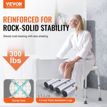 Καρέκλα ντους VEVOR για εσωτερικό ντους, σκαμπό ντους με ρυθμιζόμενο ύψος, αντιολισθητικό σκαμπό μπανιέρας πάγκου για ηλικιωμένους ενήλικες με αναπηρία, χωρητικότητα 136,1 kg