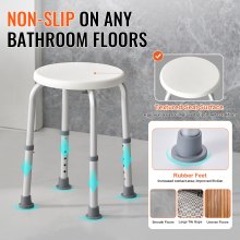 VEVOR křeslo do sprchy pro vnitřní sprchu, výškově nastavitelná sprchová stolička, protiskluzová stolička do vany pro starší handicapované dospělé handicapované, nosnost 136,1 kg