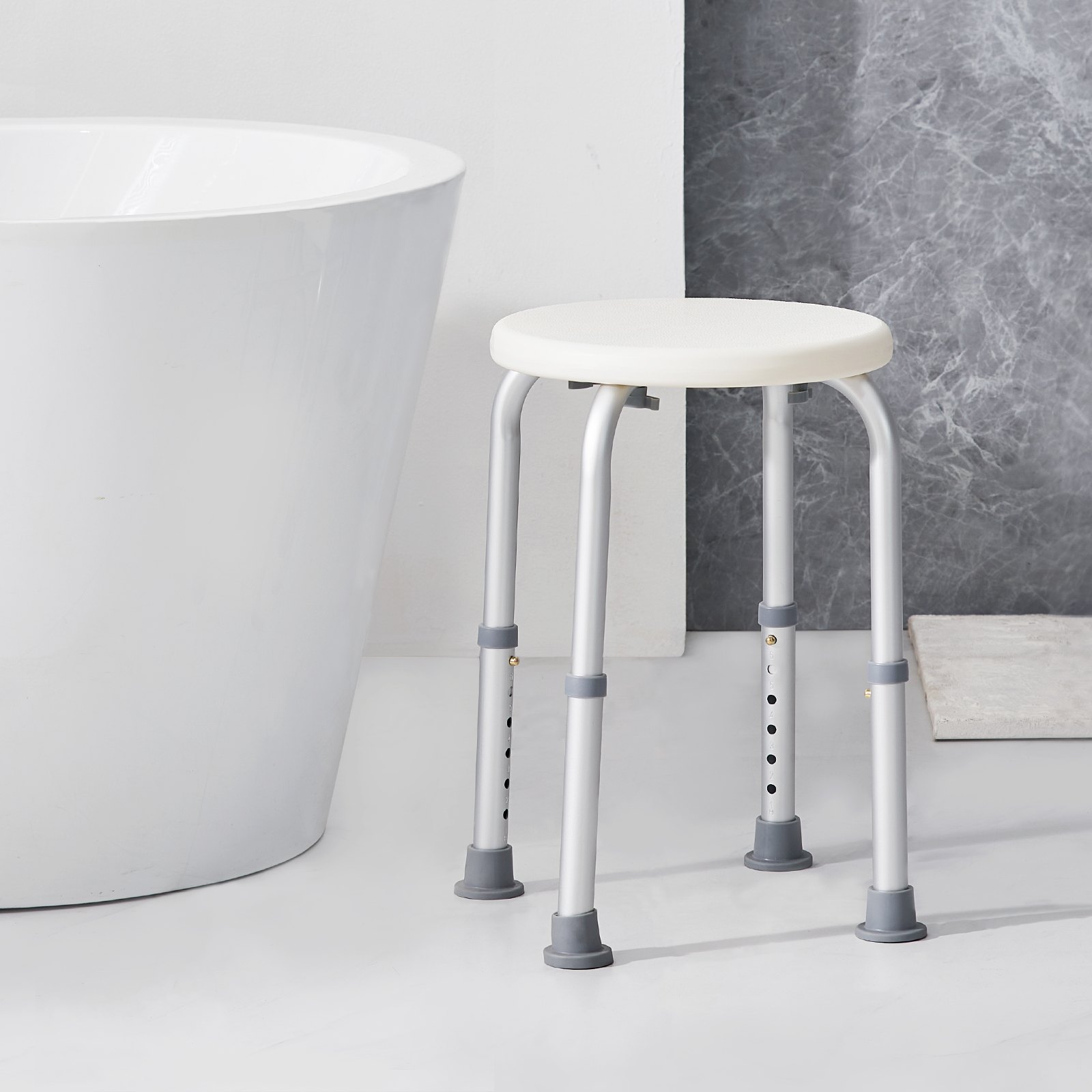 VEVOR Shower Chair for Inside Shower, Adjustable Height Shower Stool, Non-Slip Bench Bathtub Seat Stool for Elderly Disabled Adults Handicap, 136.1 kg Capacity
