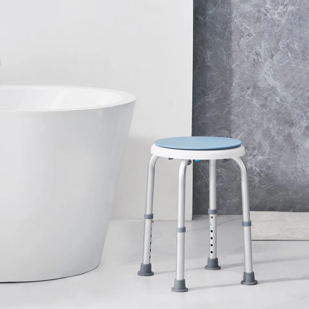 VEVOR Shower Chair 360 Degree Rotating, Adjustable Height Shower Stool Seat, Bath Chair for Inside Shower or Tub, Non-Slip Bench Bathtub Seat Stool for Elderly Disabled Handicap, 136.1 kg Capacity
