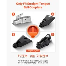VEVOR Trailer Coupler Lock Fits 1-7/8 & 2 & 2-5/16-Inch Couplers RV Trailer Lock
