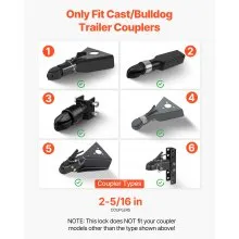 VEVOR Trailer Coupler Lock Fits 2-5/16 Inches Couplers Trailer Tongue Lock