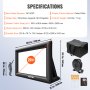 VEVOR inflatable movie screen, 20ft, dual fan, carry bag, setup accessories.