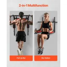 VEVOR Multifunctional Pull Up Bar Wall Mounted Chin Up Bar Dip Station Home Gym
