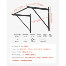 Pull Up Bar Wall Mounted Heavy Duty Chin Up Bars Home Gym Adjustable Depth