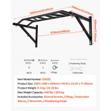 Pull Up Bar Multi-Grip Wall Mounted Chin Up Bars Heavy Duty Home Gym Training