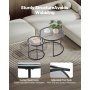 VEVOR Nesting Coffee Table Set of 2, 23.6 in Round Coffee Table, Glass Nesting Tables for Small Place, Modern End Side Tables Night Stand with Metal Frame, for Living Room, Bedroom, Balcony, Office