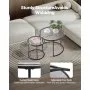 VEVOR Nesting Coffee Table Set of 2, 600 mm Round Coffee Table, Glass Nesting Tables for Small Place, Modern End Side Tables Night Stand with Metal Frame, for Living Room, Bedroom, Balcony, Office