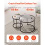 VEVOR Nesting Coffee Table Set of 2, 600 mm Round Coffee Table, Glass Nesting Tables for Small Place, Modern End Side Tables Night Stand with Metal Frame, for Living Room, Bedroom, Balcony, Office