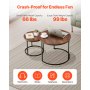 VEVOR Nesting Coffee Table Set of 2, 23.6 in Round Coffee Table, Nesting Tables for Small Place, End Side Tables Night Stand with Metal Frame, for Living Room, Bedroom, Office (Vintage Brown & Black)