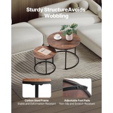 Nesting Coffee Table Set of 2 Round Coffee Table 23.6 in (Brown & Black)