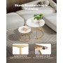 VEVOR Nesting Coffee Table Set of 2, 600 mm Round Coffee Table, Nesting Tables for Small Place, Vintage End Side Tables Night Stand with Metal Frame, for Living Room, Bedroom, Office (White & Gold)