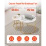 VEVOR Nesting Coffee Table Set of 2, 23.6 in Round Coffee Table, Nesting Tables for Small Place, Vintage End Side Tables Night Stand with Metal Frame, for Living Room, Bedroom, Office (White & Gold)