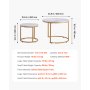 VEVOR Nesting Coffee Table Set of 2, 600 mm Round Coffee Table, Nesting Tables for Small Place, Vintage End Side Tables Night Stand with Metal Frame, for Living Room, Bedroom, Office (White & Gold)