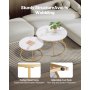 VEVOR Nesting Coffee Table Set of 2, 31.5 in Round Coffee Table, Nesting Tables for Small Place, Vintage End Side Tables Night Stand with Metal Frame, for Living Room, Bedroom, Office (White & Gold)