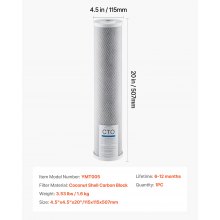 Whole House Water Filter Replacement Cartridge 4.5"x20" CTO Carbon 1 Pack