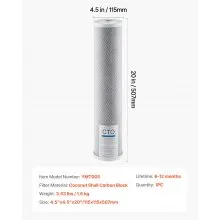 Whole House Water Filter Replacement Cartridge 4.5"x20" CTO Carbon 1 Pack