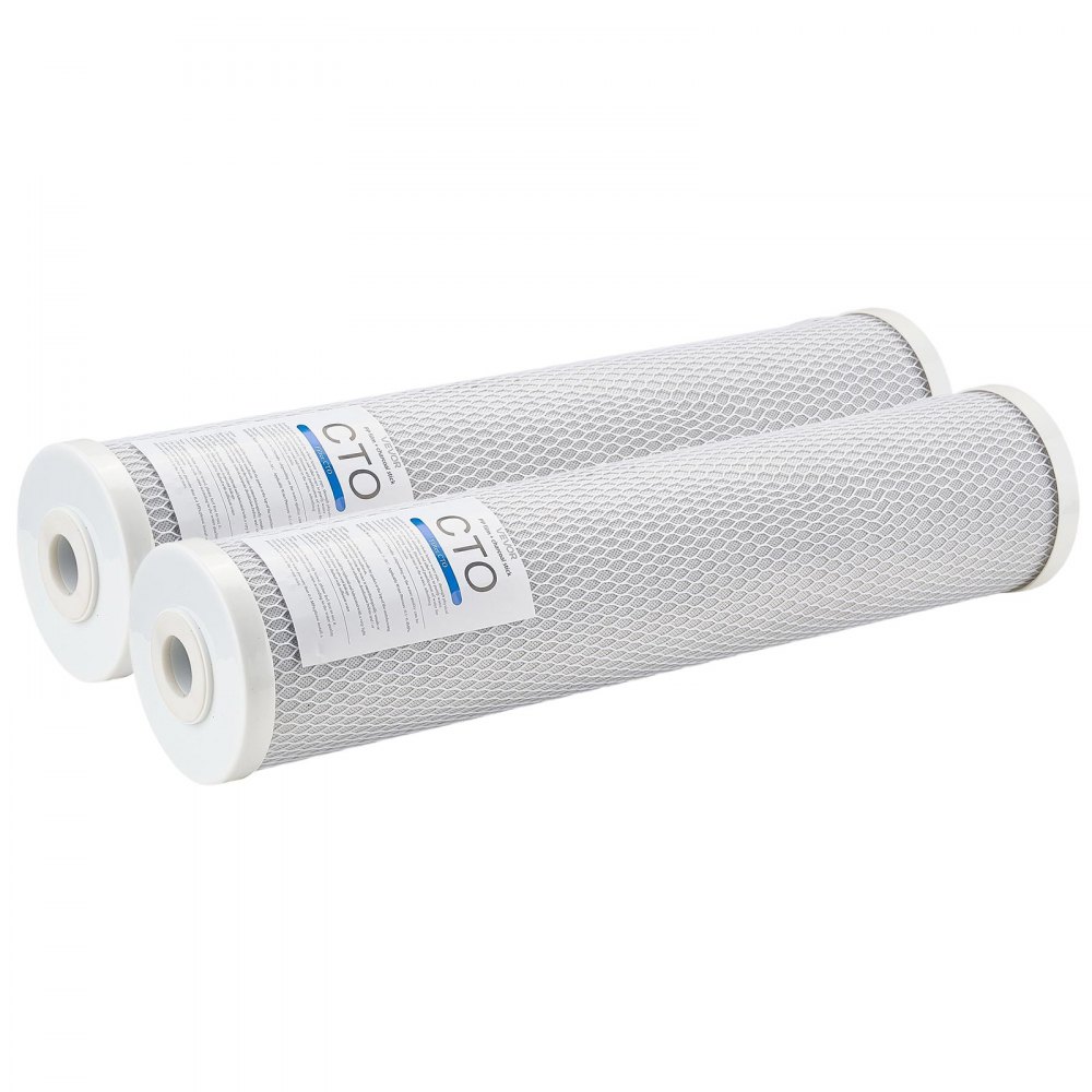 Cartucho de repuesto para filtro de agua para toda la casa VEVOR, bloque de carbón CTO de 11,4 cm x 50,8 cm, filtro de repuesto para sistema de filtración de agua de 3 etapas para toda la casa, reduce el cloro, el mal sabor y el olor, paquete de 2