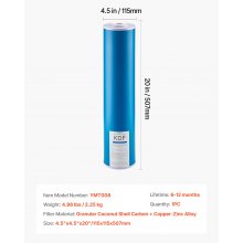 Cartucho de repuesto para filtro de agua para toda la casa, 4,5" x 20", KDF Home Filter